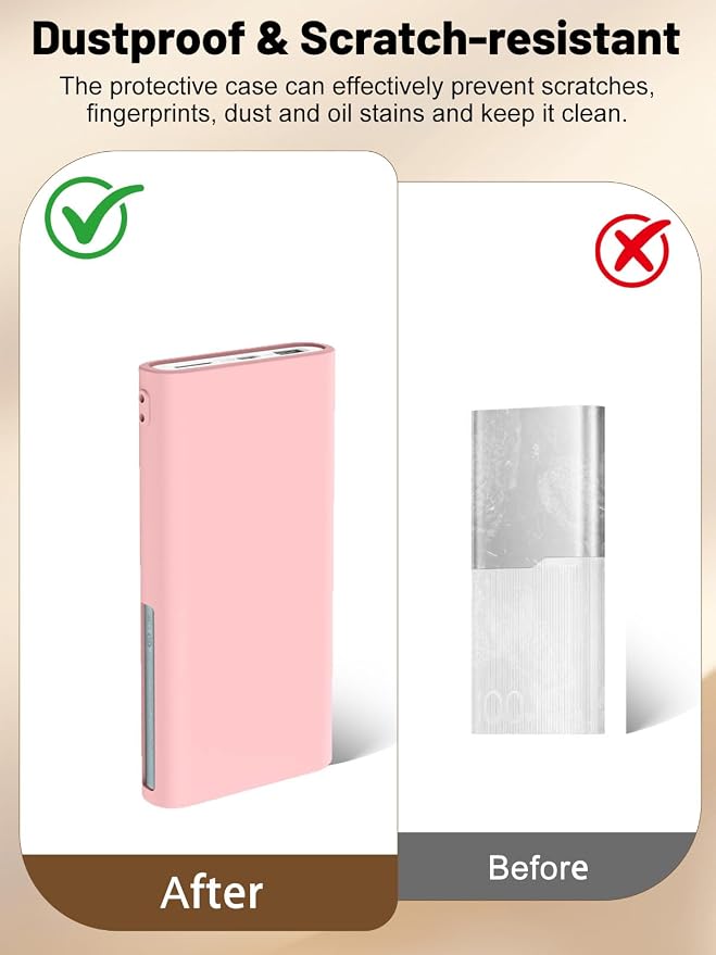 Silicone Protective Case Compatible with OnePlus SuperVooc Power Bank 12,000mAh All-Port Portable Charger, Full-Body Protective Cover with Precise Cutouts, Shockproof & Scratch-Resistant Sleeve (Pink)