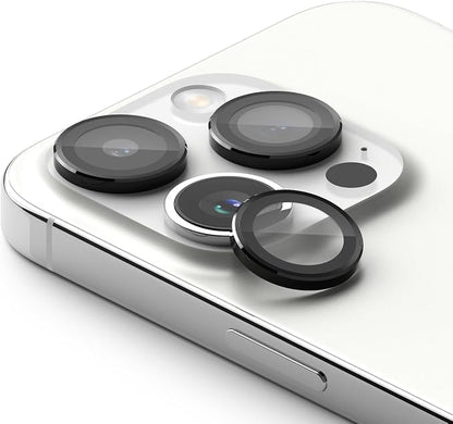 Ringke Camera Lens Frame Glass [Individual Lens Covers] Compatible with iPhone 15 Pro Max Camera Lens Protector, Tempered Glass Covers and Aluminum Alloy Frames - Black