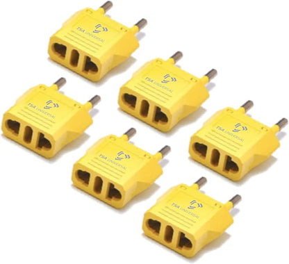 United States to Indonesia/Bali Travel Power Adapter to Connect North American Electrical Plugs to Indonesian Outlets for Cell Phones, Tablets, eReaders, and More (6-Pack, Yellow)