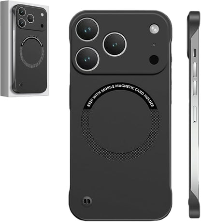 Frameless Magnetic Series Designed for iPhone 17/16/15/14/13 Pro Max Case, Shockproof Phone Cover for iPhone 17 Pro Compatible with MagSafe, Lightweight Minimalist (for iPhone16 Plus,Black)