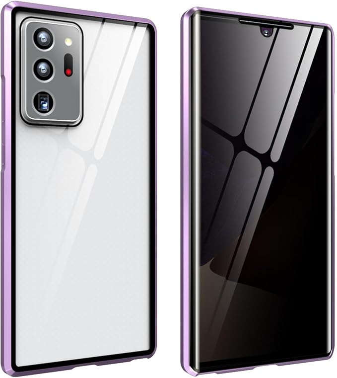 for Samsung S24 Ultra Magnetic Tempered Glass Double-Sided Phone Case, Anti peep Adsorption Cover, 360 Full Body Protection Magnetic Phone Case for Samsung Note Series (S25,Purple)