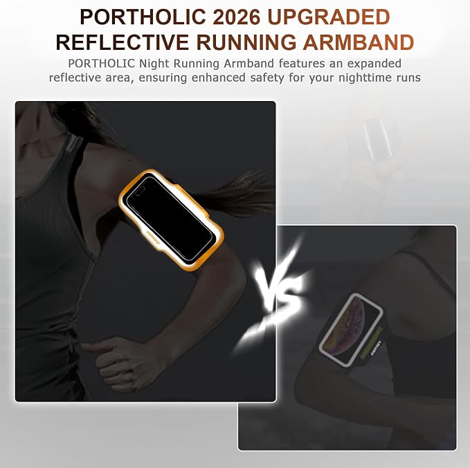 PORTHOLIC 2026 Running Armband Water Resistant Sports Phone Holder Case with Extension Strap,Card Slot Up to 6.9" Phone for iPhone 17/16/15/14/13 Plus Air Pro Max XR/XS, Galaxy S25/24/S10