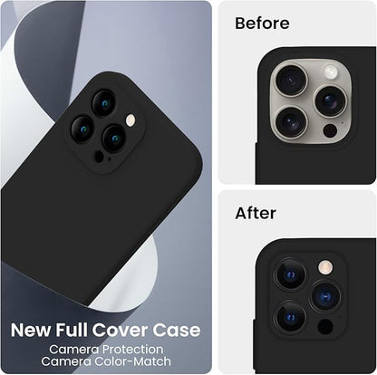 FireNova Designed for iPhone 16 Pro Max Case, Silicone Upgraded [Camera Protection] Phone Case, Soft Anti-Scratch Microfiber Lining Inside, 2024, Black