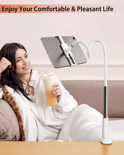 Gooseneck Tablet Holder for Bed, Adjustable Tablet Stand for Desk, Flexible Long Arm Mount for Kindle Reading in Bed, Compatible with iPad and Other 4.7-10.9 Inches Devices