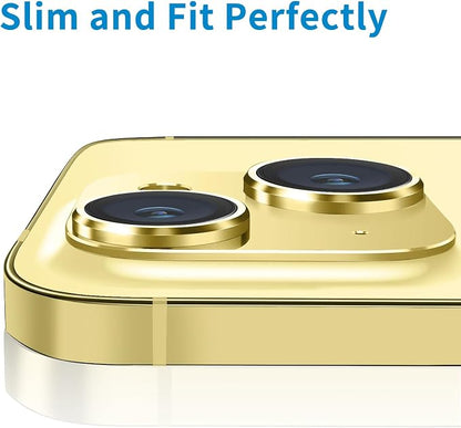 Compatible with iPhone 14 and iPhone 14 Plus Camera Lens Protector, Anti-Scratch Tempered Glass Camera Screen Protector Shockproof Full Protective Camera Cover Case Friendly Lens Cover-Yellow