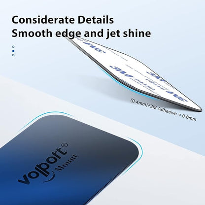 volport Rectangle Metal Plate for Phone Magnet, Magicplate Replacement Disc with Adhesive Backing Sticker for Magnetic Car Mount Holder Cradle Stand (Dashboard/Vent/CD Slot/Windshield)-Black
