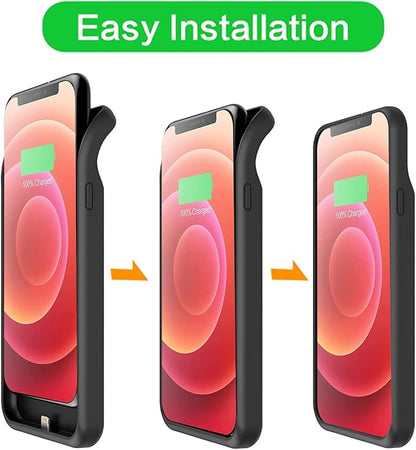 iPhone 12/12 Pro Battery Case, Upgraded 10000mAh Rechargeable Portable Charging Case with Wireless Charging Compatibility for iPhone 12/12 Pro (6.1 inch) with Carplay Battery Pack Charger Case (Black)