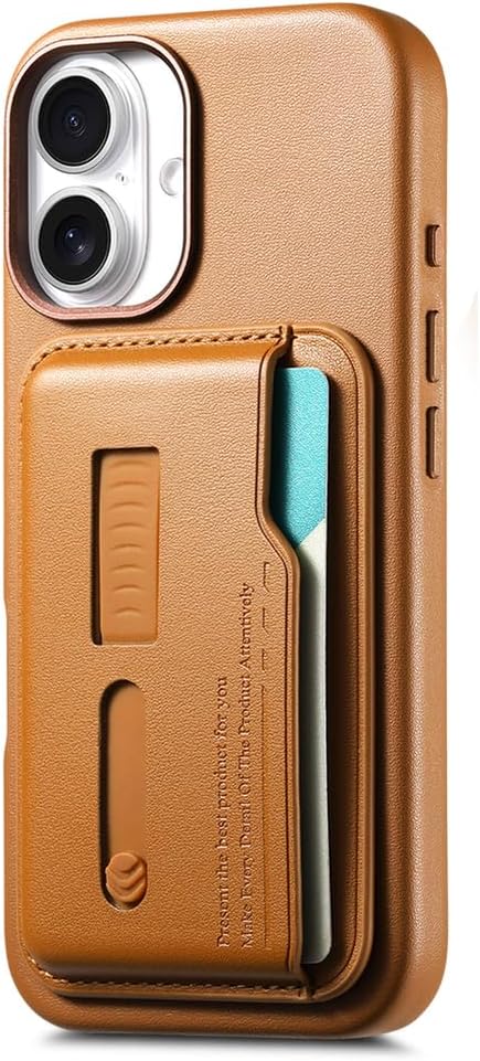 Wallet Case for iPhone 17 Pro Max/17 Pro/Air/17,Heavy Duty Protection Magnetic Detachable Card Holder 2 in 1 Protection Shockproof Phone Cover (17,Brown)