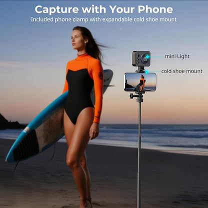 SmallRig Invisible Selfie Stick Tripod for Action Camera, 37.4in Extendable Pole with Phone Clamp for GoPro 13/12, for Insta360 X5/4/Ace Pro2, for DJI Osmo 360/Action 5 Pro/6, for AKASO & Phone - 5403