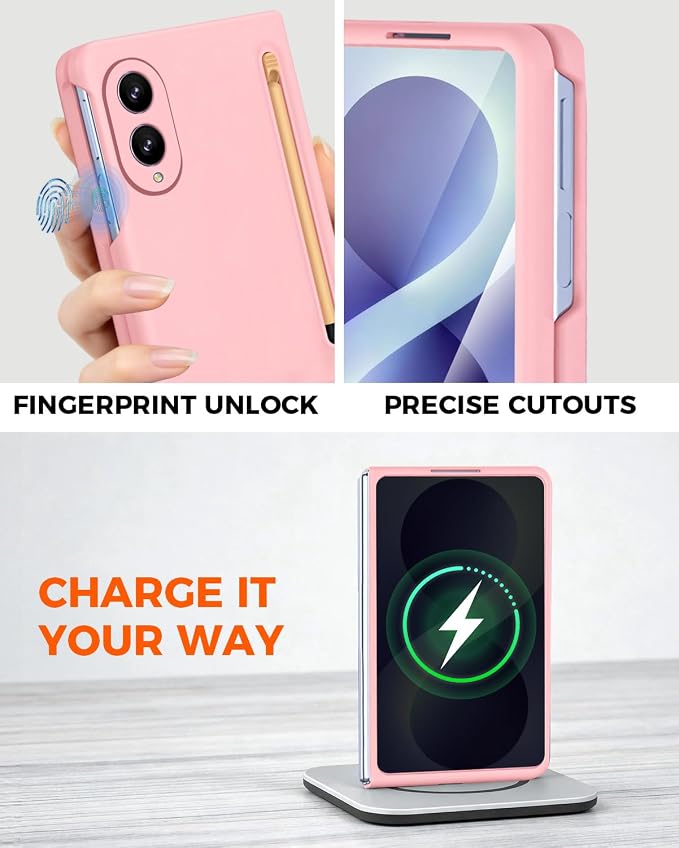 NINKI Spen for Samsung Galaxy Fold 8 Case with Built-in Screen Protector,Stylus Pen Holder Heavy Duty Rugged Shockproof Dustproof Pen Storage Hard Case for Galaxy Fold 8 Pink