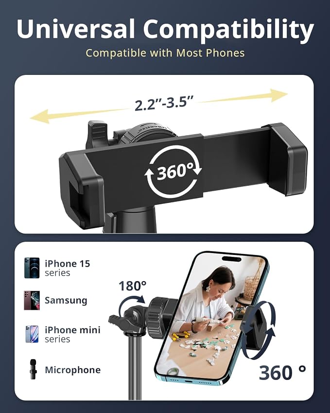 UBeesize 12'' LED Ring Light with 62'' Tripod Stand, Selfie Ring Light for Video Recording, Live Streaming, TikTok & YouTube, Compatible with iPhone & Android (Black)