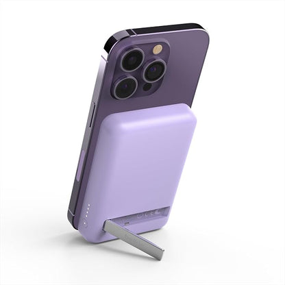 Belkin Portable Charger, Wireless Power Bank 5000 mAh MagSafe Charger 7.5W, Built-in Pop-up Kickstand - iPhone 17, Air, Pro, Pro Max, iPhone 16, AirPods, Apple Watch, Google Pixel 10, etc. - Purple