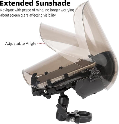 Motorcycle Phone Mount with Vibration Dampener, Waterproof, Sunproof, Aluminum Alloy Handlebar Mounting Base, One-Handed Operation Motorcycle Universal Phone Holder for 4.7"-7.2" Smartphones