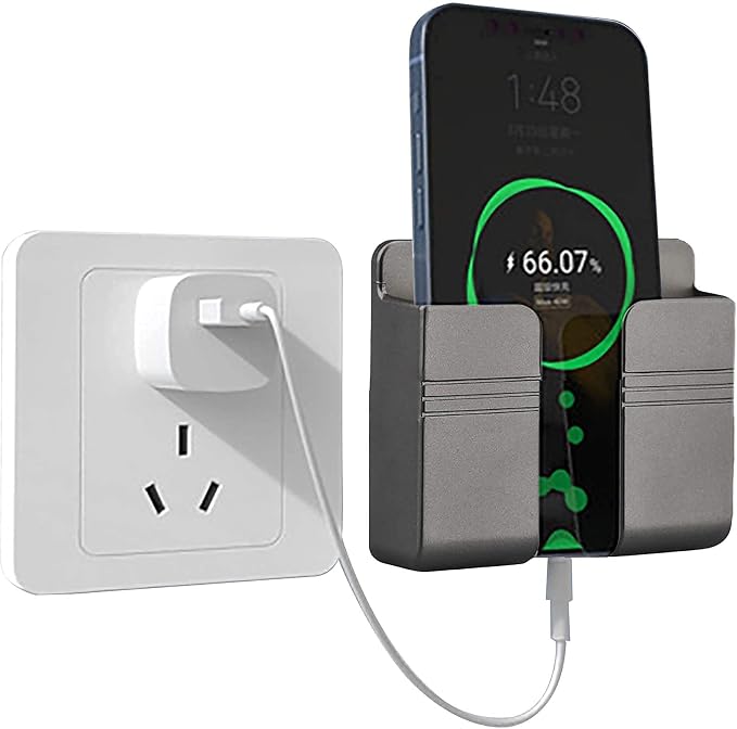 CEI&BPY Wall Mount Phone Holder, Phone Stand with Self Adhesive. Phone Holder for Charging and RV for iPhone and Android (1Pc,Grey)