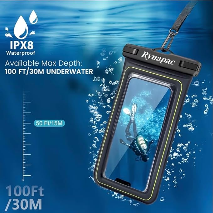 Waterproof Floating Phone Pouch, IPX8, Up to 6.8 in, Compatible with iPhone 15 Pro Max, Samsung S24, Universal Grey