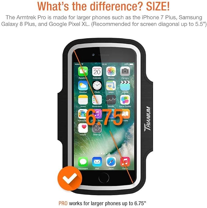 Trianium Armband for Large Phone- iPhone Xs Max XR iPhone X 8 7 6s Plus,LG G7 G6,Galaxy s9 s8, Note 9 8(Fit Otterbox Defender/Lifeproof case)[Water Resistant] ArmTrek Pro Sport Arm Band w/Key Holder