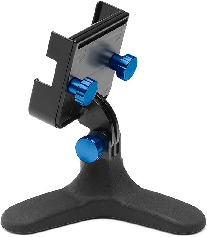 WeatherTech DeskFone Two View Universal Phone Holder for Flat Surfaces, Office, Kitchen, Nightstand - Royal Blue Metal Knobs