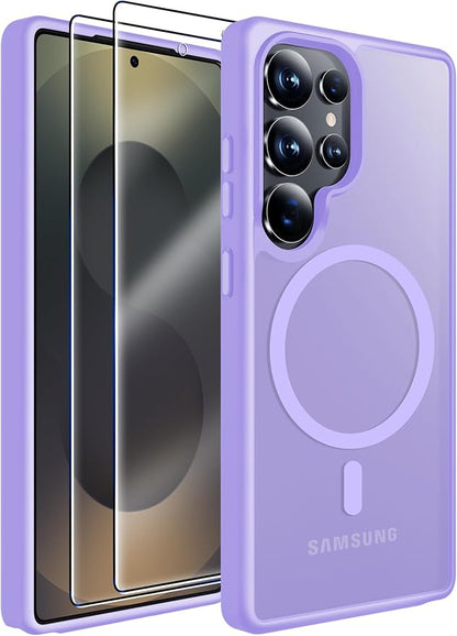 MOZOTER for Samsung Galaxy S25 Ultra Case,[Compatible with MagSafe] Purple | [12Ft Military Dropproof][2*Screen Protector]Translucent Anti-Slip Back Slim Shockproof Case for S25 Ultra-Purple