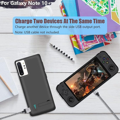 Battery Case for Samsung Galaxy Note 10+ Plus 5G, 6000mAh Rechargeable Extended Battery Charging Charger Case, Add 100% Extra Juice Black
