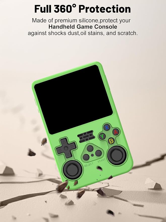 Silicone Protective Case for Anbernic R36S Game Console, Full-Body Protective Cover with Precise Cutout, Shockproof Dustproof Protector Sleeve & Scratch-Resistant Sleeve (Green)