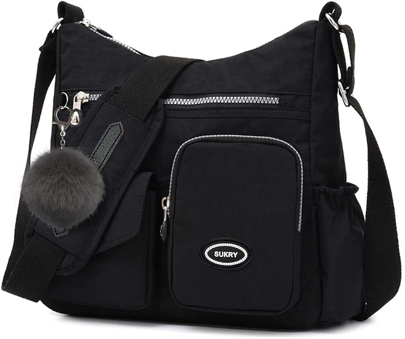 SUKRY Nylon Crossbody Bag for Women with Anti theft RFID Pocket, Waterproof Shoulder Bag Travel Purses and Handbag