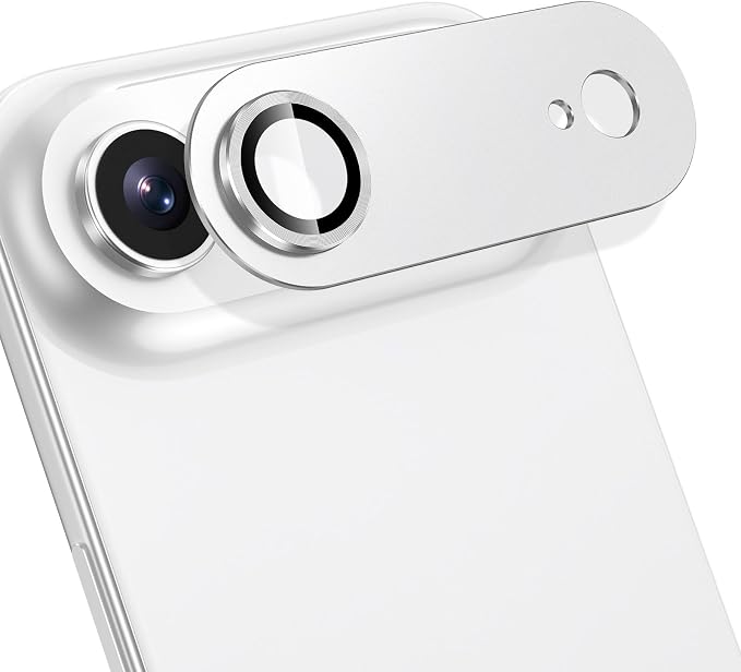 for iPhone 17 Air Camera Lens Protector, [Military Grade Shatterproof] [Strong Adsorption] [Case Friendly] Full Coverage Metal Aluminum Alloy 9H Tempered Glass Camera Screen Cover, Slivery