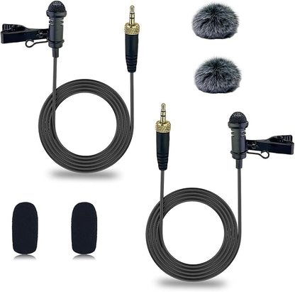 2Pcs Lavalier Microphone Compatible with Sennheiser Microphone System, 3.5mm TRS Plug Omnidirectional Microphone for YouTube Streaming Vlog Interview and More, 1.5M