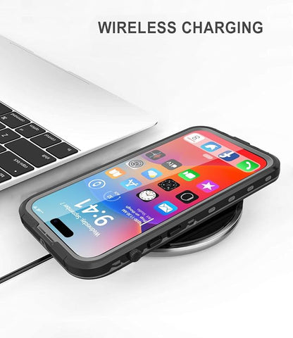 Design for iPhone 14 Pro Max Waterproof Case, Full Body Shockproof Case Dust Proof Phone Case Cover with Screen Protector - Black