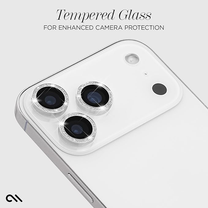 Case-Mate Camera Lens Protector with Aluminum Twinkle Rings for iPhone 17 Pro Max/iPhone 17 Pro - Double Tempered Glass, Anti-Scratch - Ultra HD View with Night Shooting, Case Friendly, Easy Install