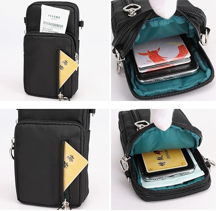 Zipper Crossbody Bag, Women Shoulder Pouch Wallet Purse Armband for iPhone 14 13 12 11 XR Samsung Galaxy S22 S21 FE Pixel 6