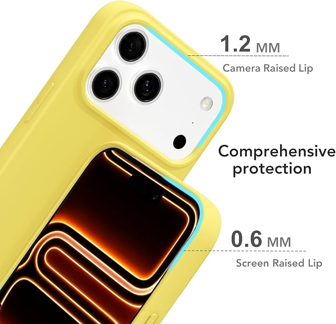 for iPhone 17 Pro Max Case Silicone Compatible with Magsafe Case, Ultra Slim Thin Magnetic Phone Cases Mag Safe, Cute Soft Rubber Gel TPU Matte Plain Wireless Charging Cover for Women, Yellow