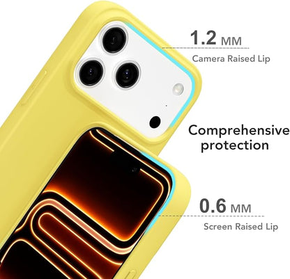 for iPhone 17 Pro Max Case Silicone Compatible with Magsafe Case, Ultra Slim Thin Magnetic Phone Cases Mag Safe, Cute Soft Rubber Gel TPU Matte Plain Wireless Charging Cover for Women, Yellow