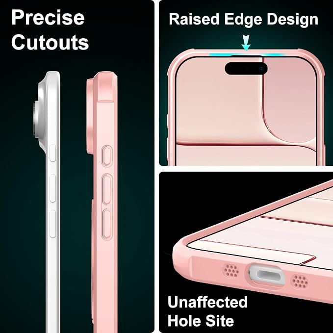 360° Magnetic Swivel Ring for iPhone 17 air case, Built-in Metal Stand and Ring Holder, Magsafe Compatible, Military Grade Protection, Shock and Vibration Resistant- Pink