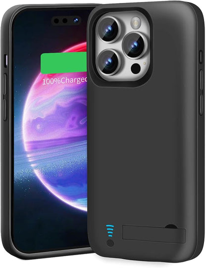 Battery Case for iPhone 14 Pro, 5000mAh Rechargeable Extended Battery Charging/Charger Case, Add 100% Extra Juice (6.1 Inches) Black