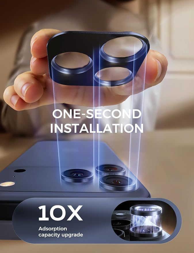 MAGIC JOHN for iPhone 17 Pro Max Camera Lens Protector 6.9'', HD Clear, Magnetic Tempered-Glass Lens Film, Ultra-Tough, Anti-Scratch, Case Friendly, 2 Pack, Blue