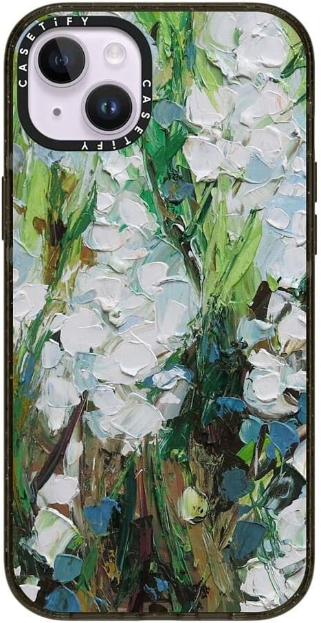 CASETiFY Impact iPhone 14 Plus Case [4X Military Grade Drop Tested / 8.2ft Drop Protection/Compatible with Magsafe] - Wild Squill Flowers - Glossy Black