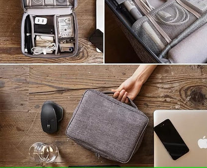 CARIGO Portable Electronics Organizer Bag, Double Layer Travel Gadget Organizer, Waterproof Digital Storage Case for Cables, Chargers, USB, SD Cards, Power Bank (Black)