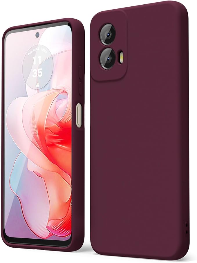 oakxco for Motorola Moto G Power 5G 2024 Phone Case Liquid Silicone, Thin Slim Soft Rubber Gel TPU Plain Simple Cover for Women Girl Cute, Matte Solid Color, Burgundy Wine