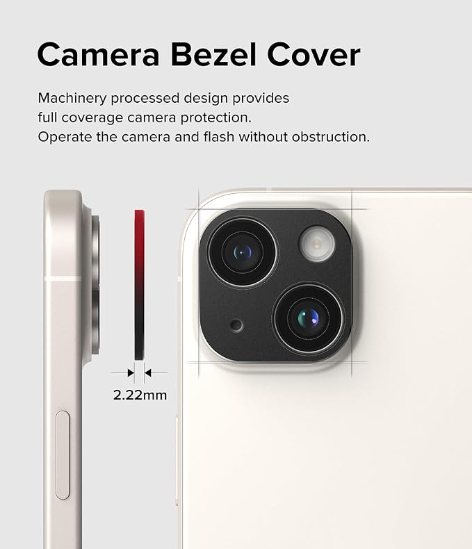 Ringke Camera Styling [Make the Phone Look Better] Compatible with iPhone 15 Camera Lens Protector and iPhone 15 Plus Camera Lens Protector, Protective Stylish Aluminum Frame - Black