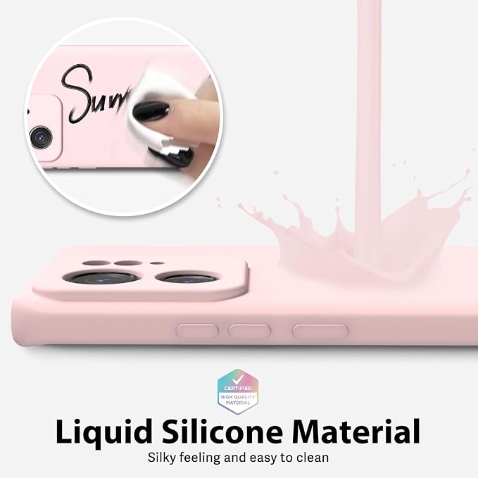 oakxco for Motorola Moto Edge 2023 Phone Case Liquid Silicone, Thin Slim Soft Rubber Gel TPU Plain Protective Simple Cover for Women Girl Cute, Matte Solid Color Aesthetic, Pink Sand