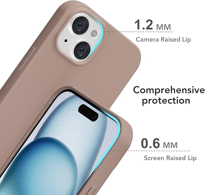 for iPhone 15 Plus/ 14 Plus Case Silicone Compatible with Magsafe Case, Ultra Slim Thin Magnetic Phone Cases Mag Safe, Cute Soft Rubber Gel TPU Matte Wireless Charging Cover for Women, Brown
