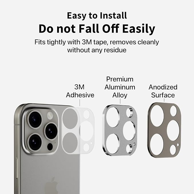 SWITCHEASY LenShield Aluminum Alloy Camera Lens Protector for 2024 iPhone 16 6.3" Pro, 16 6.9" Pro Max - Titanium Black