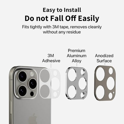 SWITCHEASY LenShield Aluminum Alloy Camera Lens Protector for 2024 iPhone 16 6.3" Pro, 16 6.9" Pro Max - Titanium