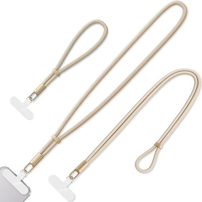 KITANIS 3 Pack Phone Lanyard,1×Phone crossbody strap,1×Phone Neck Strap,1×Wrist Strap,3×Tether Tabs,Universal Cell Phone Multifuctional Patch Polyester Lanyards(Light Camel)