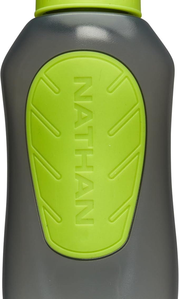 Nathan SpeedDraw 2 Insulated Handheld Running Water Bottle Flask – Double-Wall Insulation, Ergonomic Grip, Blast Valve Cap, Phone & Key Storage Pockets, Reflective Design - 12oz, Deep Teal