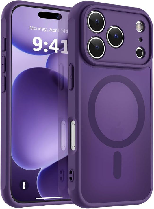 MOCCA Magnetic for iPhone 17 Pro Max Case, (Compatible with Magsafe) (16FT Military Grade Protection) Full Camera Protection Anti-Fingerprint Slim Translucent Matte Phone Cover 6.9",Deep Purple