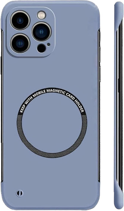 Ultra Thin Hard Pc Magnetic Frameless Case, Compatible with Magsafe and Wireless Charging, for iPhone 16/15/14/13/12/11ProMax (Gray Purple,for iPhone 12)