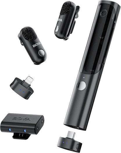 BOYA Magic-02 Wireless Lavalier Microphone, 30Hrs Battery,328FT Los Range,Safety Track&Limiter,4-in1 Mini Lapel Wireless Mic for Android iPhone Camera Laptop PC, Ai Noise Reduction for TikTok YouTube