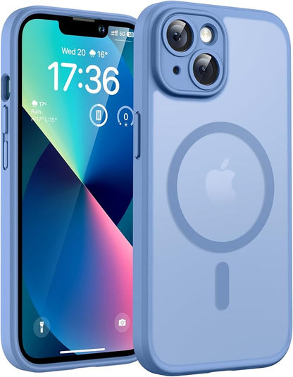 TOCOL for Phone 13 Case, Compatible with Magsafe Charger, Full Camera Protection, Drop Protection, Translucent Matte Phone Case for iPhone 13 6.1 inch (Light Blue)