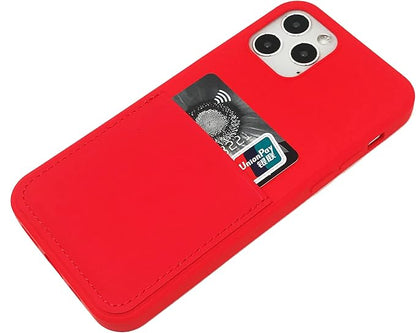 Ultra Slim Liquid Silicon Gel Case Compatible with iPhone 12,for iPhone 12 Pro 6.1 inch 2020 with Card Holder Sleeves Slot Anti-Scratch Shockproof Wallet Cover with Screen Protector (Red)